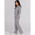 thumbnail image 3 of Women 2 Piece Outfits Sweatsuit Set 2023 Fall Oversized Half Zip Sweatshirt Wide Leg Sweatpant Lounge Set Tracksuit, 3 of 5