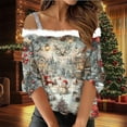 thumbnail image 2 of QATAINLAV Long Sleeve Shirts for Women Casual Fuzzy V Neck Off Shoulder Pullover Tops Cute Christmas Gifts, Gray, XL, 2 of 6