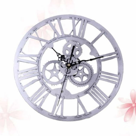 CRILSTYLEO 1 Pcs Industrial Style Wall Clock Silver Gear Clock Silent Operation Home Decoration
