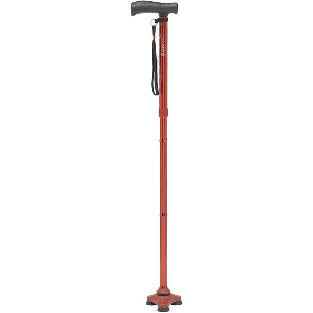 HurryCane Freedom Edition Folding Cane with T Handle, Roadrunner Red