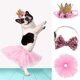 thumbnail image 4 of Vestido para fiesta de cumpleaños para perros, paquete de 3, falda rosa para mascotas, corona de tutú, sombrero brillante, lazo, corbata ajustable para el cuello, aniversario de bodas para perros, 4 of 5