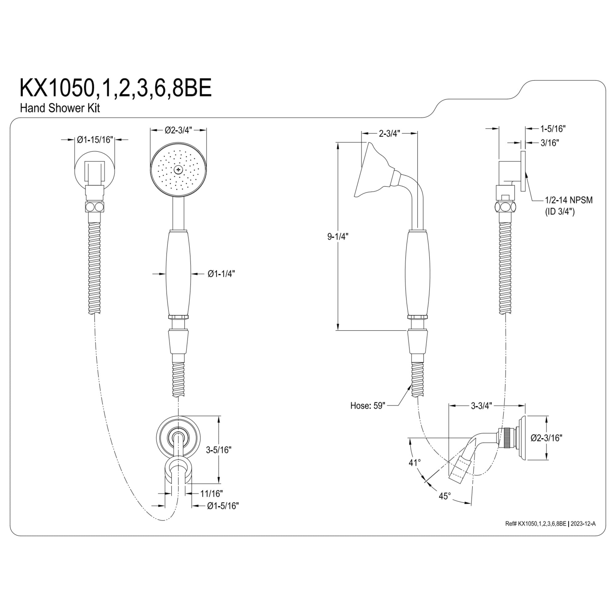 Kingston Brass KX1053BE Victorian Hand Shower Kit, Antique Brass