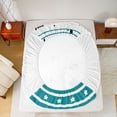 thumbnail image 5 of Feelyou Cartoon Football Soccer Full Size Sheets, White Teal Stars Lines Bed Sheets, Teens Kids Boys Girls Sheet Sets, Microfiber Bedroom Decor, 4-Piece, 5 of 7