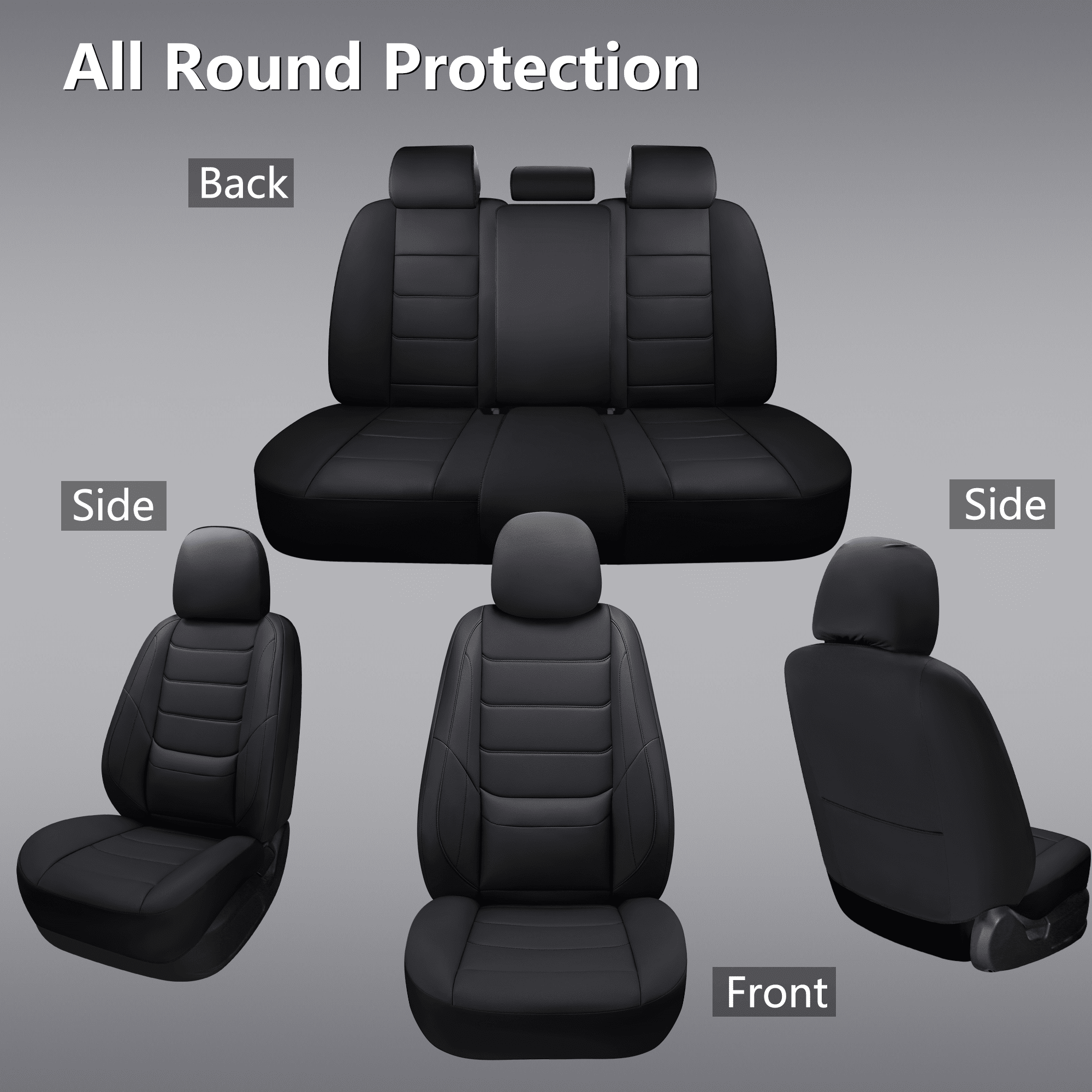 NS-YOLO Waterproof Car Seat Covers Full Set Universal 5-Seat Protector with Lumbar Support for Cars SUV Trucks