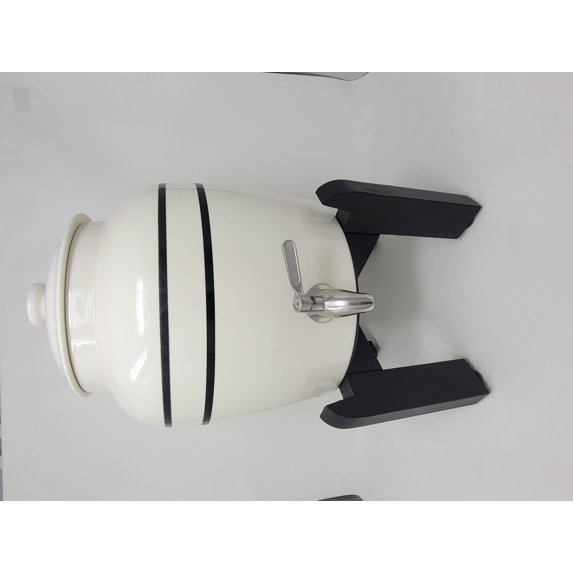 Porcelain Ceramic Water Dispenser Crock Set With Stainless Steel Faucet, Lid and Wooden Counter Stand
