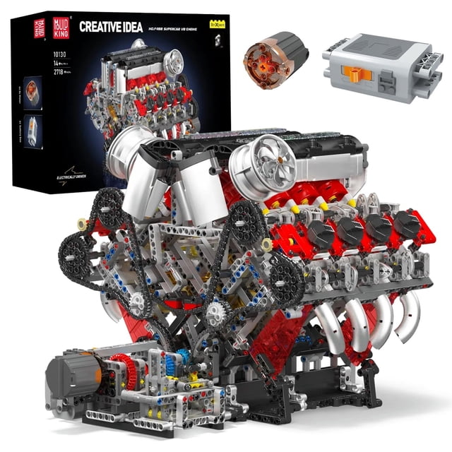 Juego de bloques de construcción Mould King, kit de maquetas de motor V8, 2718 unidades