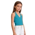 thumbnail image 4 of Mnyotv Kids Girls Tank Tops Summer Clothes Halter Crop Sleeveless Vest Top Solid Color V Neck Tees Size 6-7 Years, 4 of 6