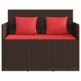 thumbnail image 2 of vidaXL Garden Bench with Cushions Brown Poly Rattan, 2 of 5