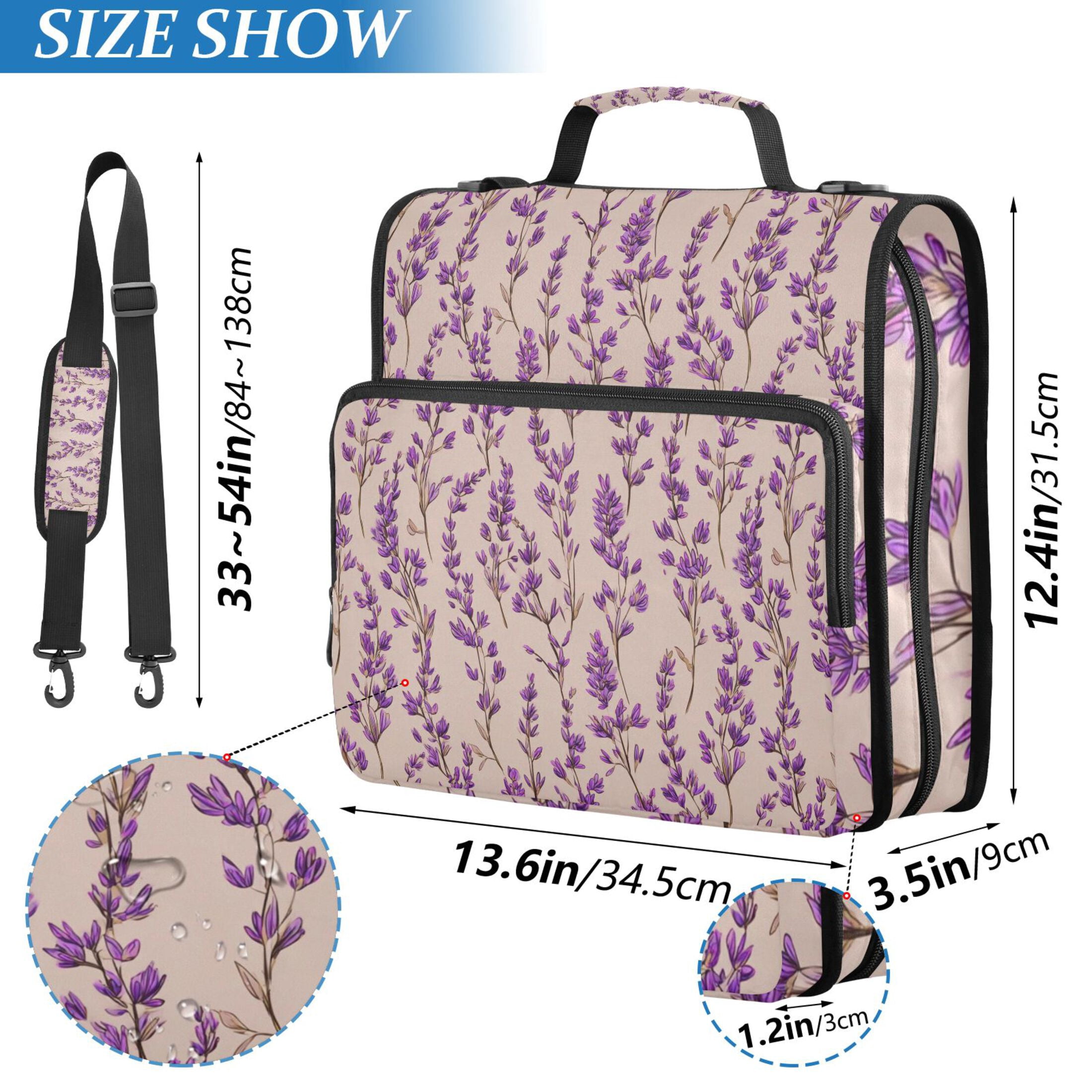Zipper Binder Lavender 1.5 Inch Binder Folder Bag with Shoulder Strap and Handle