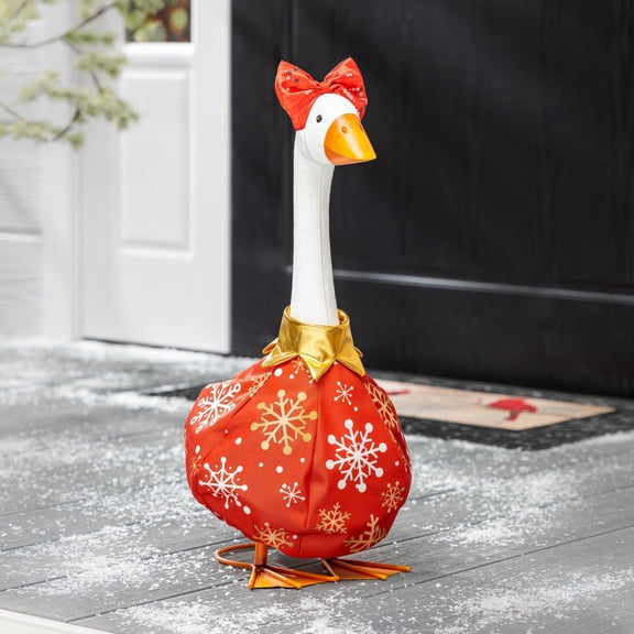 Evergreen Porch Goose Outfit for Giddy the Goose, Ornament Dress Decorative Clothes Costume for 21" Garden Geesse Statues, Seasonal Home Dcor