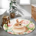 thumbnail image 3 of Round Rugs 4Ft, Easter Bunny Round Area Rug Washable Indoor Throw Carpet, Pink Tulip Flowers Rabbit Country Botanical Soft Non Slip Circle Rug for Kitchen Nursery Room Home Decor Aesthetic, 3 of 8