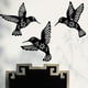 thumbnail image 3 of Decoración de pared de colibrí de pájaro de metal negro, 3 piezas de decoración de pared de colibrí de hierro forjado de 10,2 pulgadas, arte de pared de pájaro de metal para sala de estar de amantes, 3 of 5