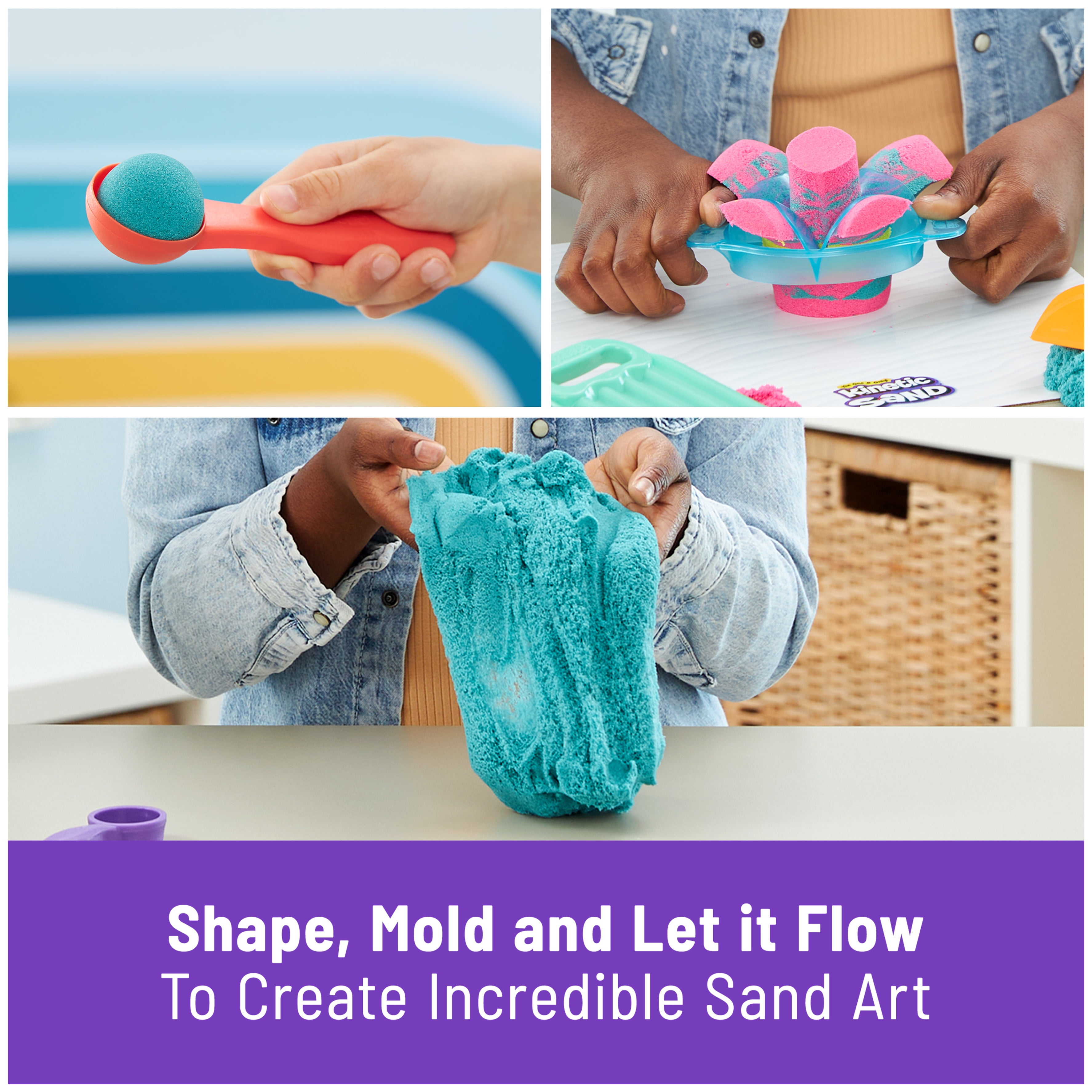 Kinetic Sand, Super Sandbox Set with 10lbs of Kinetic Sand, Portable  Sandbox w/ 10 Molds and Tools, Play Sand Sensory Toys for Kids Aged 3 and  Up – Shop Spin Master