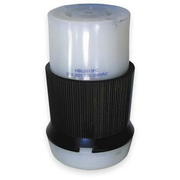 Hubbell Wiring Device-Kellems LckCon,Strt;30 A;Blk; White,Nyl,L21-30R HBL2813FC