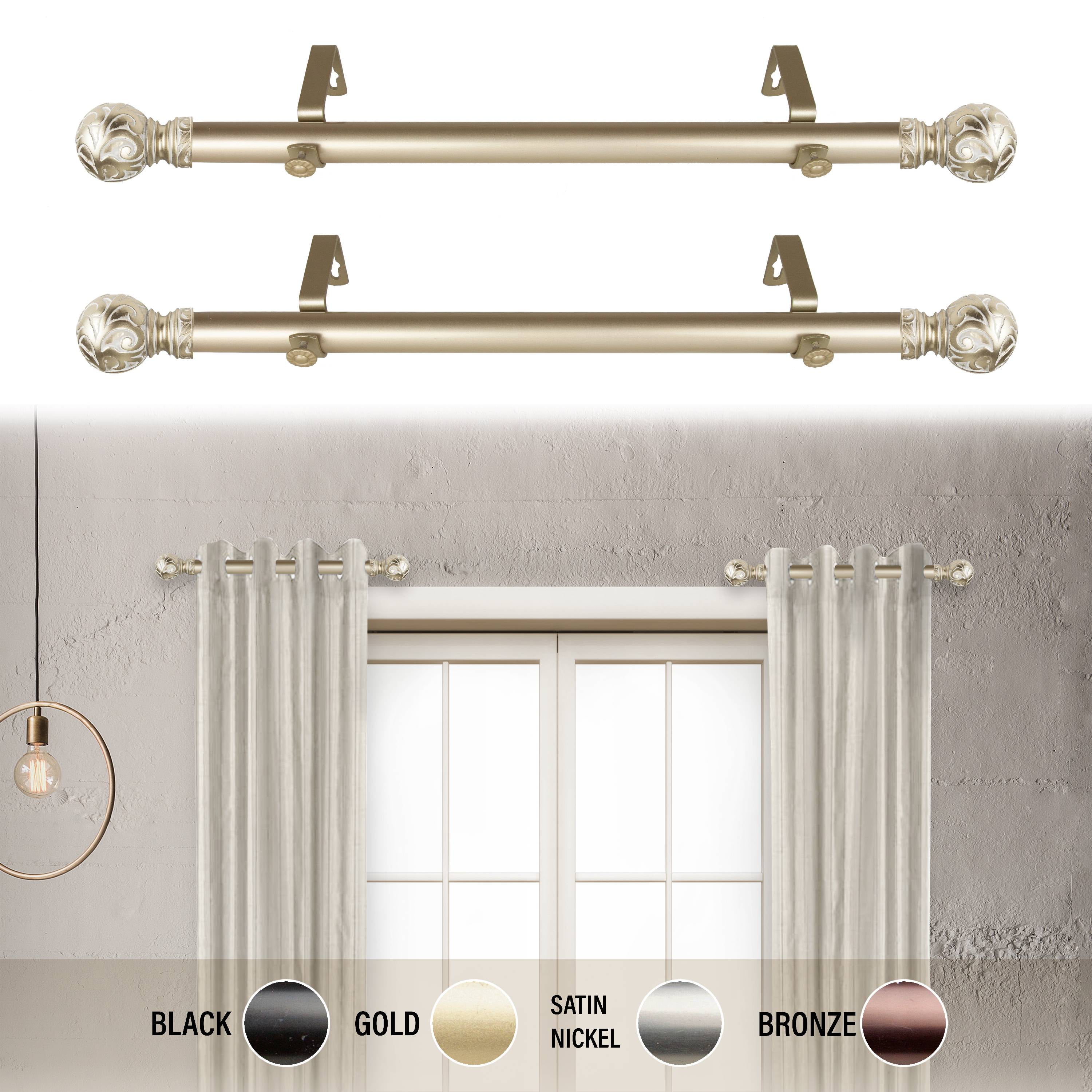 Emperor 1" dia. Side Curtain Rod 1220 inch long (Set of 2) Gold