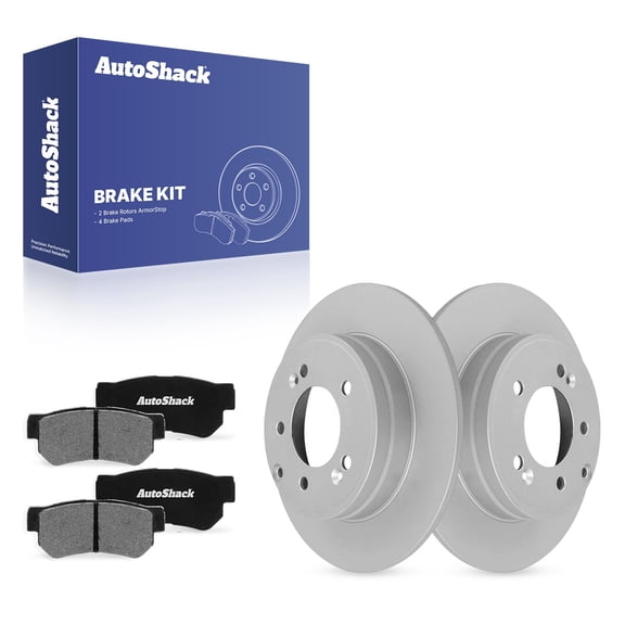 AutoShack Rear Solid Coated Brake Rotors Ceramic Pads 6-PC Brake Kit Replacement for 2015 Hyundai Sonata ArmorStop 11.18" (284 mm)