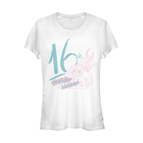 Junior's The Little Mermaid Ariel 16th Birthday Graphic Tee White Medium