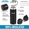 thumbnail image 2 of Zulay Kitchen Stainless Steel Vacuum Insulated Water Bottle by Hydration Nation - 18oz Midnight Black, 2 of 7