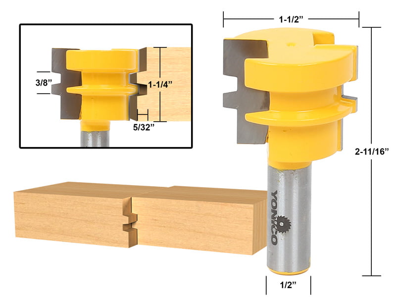 1/2 Inch Shank Reversible Finger Glue Joint Router Bit Set Carbide-Tipped Cutter 