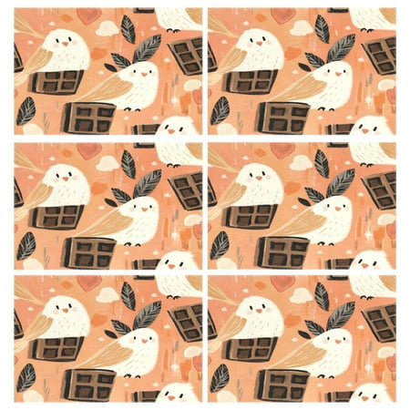 

Birds with Chocolate Bars 6-Piece 12x18in Durable Place Mats Heat-Proof and Non-Slip