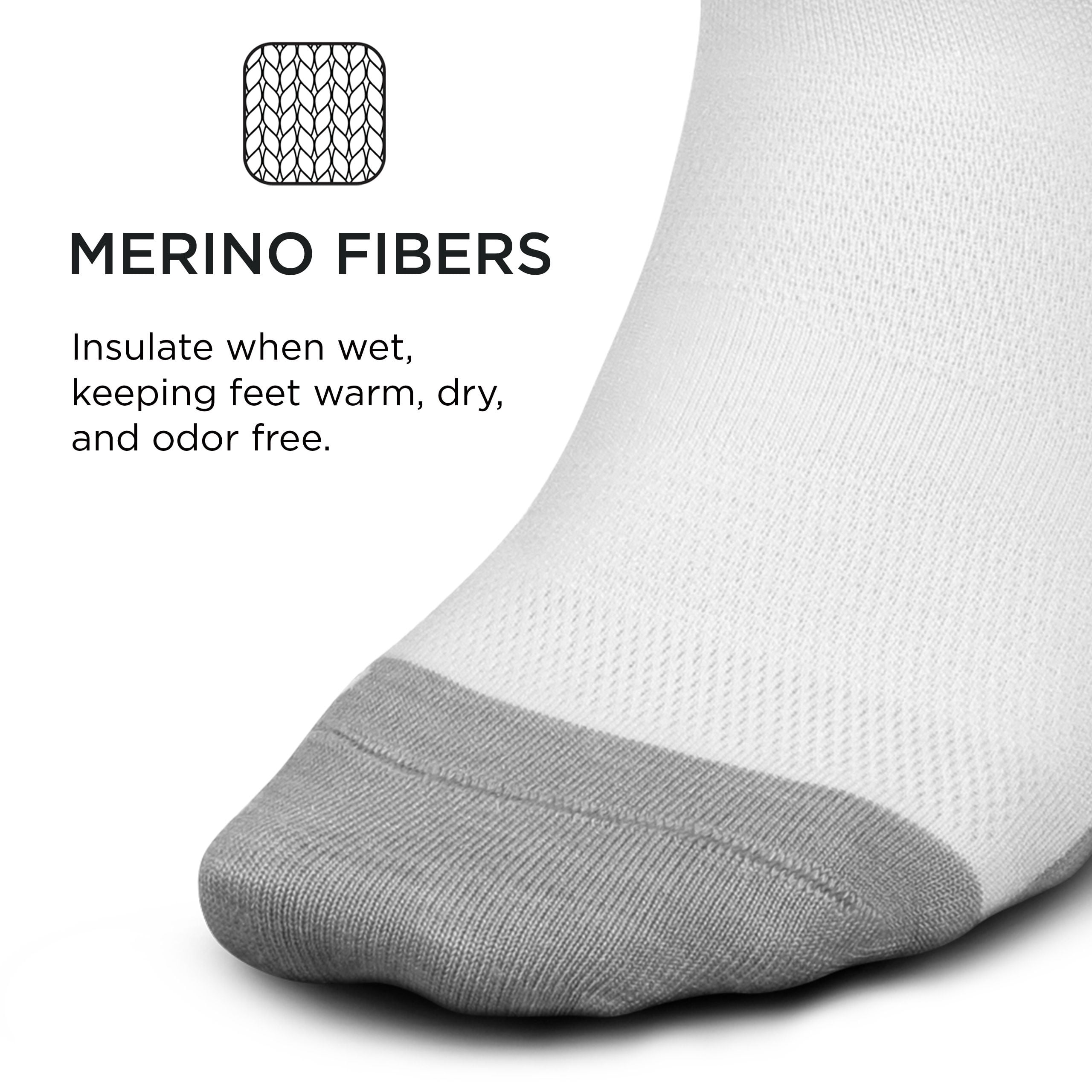 Feetures Merino 10 Ultra Light Cushion No Show Tab Ankle Socks - Wool Socks for Women & Men - Old White, XL (1 Pair)