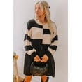 thumbnail image 5 of Women's Black Stripe Two-in-One Knitted Top High Waist Splicing Hem Sweater Dress - [ZhiHiMeRi] | L, 5 of 8