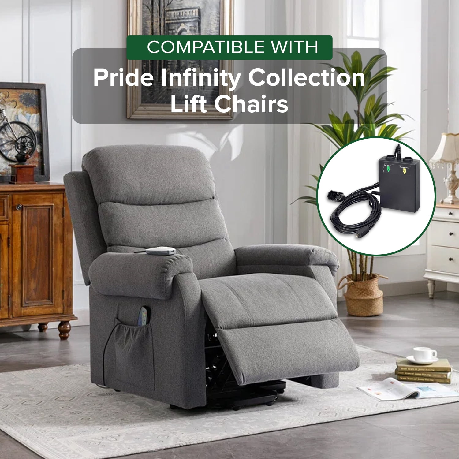 AlveyTech Infinite Position Motor Control Box for Pride Infinity Collection Lift Chairs - (ELE132831) Replacement Parts for Pride Infinity LC-521 & LC-525 and Oasis LC-580 Power Recliner Lift Chair
