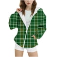 thumbnail image 3 of Ashirexll Girls Hoodies Pullover Zip Up Hoodie Girls 3-14 Years Winter Plaid Fashion Casual Velvet Fleece Lined Comfortable Long Sleeve Hooded Zipper Sweatshirt for Kids, 3 of 6