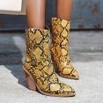 thumbnail image 2 of VBARHMQRT Black Boots European and American Autumn and Winter Pointed Shaped Heel High Heel Women's Boots Pattern Contrast Color Medium Boots Short Boots Yellow, 2 of 9