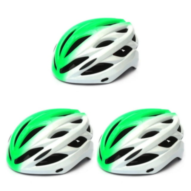 mmirethe 22hole Bike Helmet Breathable Sports Shock Absorption Adjustable Riding Cycling Detachable Visors Safety Hat Green White L 3Set