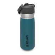 STANLEY 22 oz Green and Silver Insulated Stainless Steel Water Bottle with Straw and Flip-Top Lid