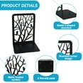 thumbnail image 2 of cyrico Book Ends for Shelves, 3 Pairs Metal Bookends Decorative for Heavy Books Tree Book Holders Heavy Duty Book Stopper for Home Office School, 6.6 x 4.7 x 3.5 Inch, Black, 2 of 6