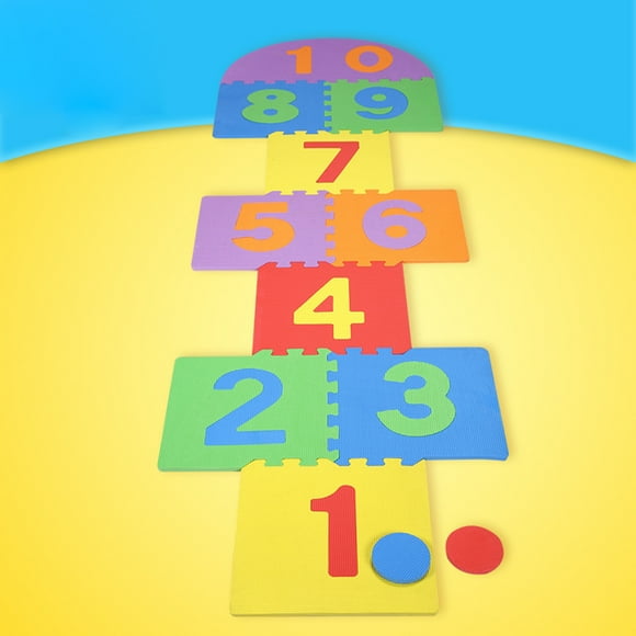 Children Hopscotch Mat Game Kids Soft EVA Foam Interlocking Tiles Indoor Outdoor Garden Family Game Toys