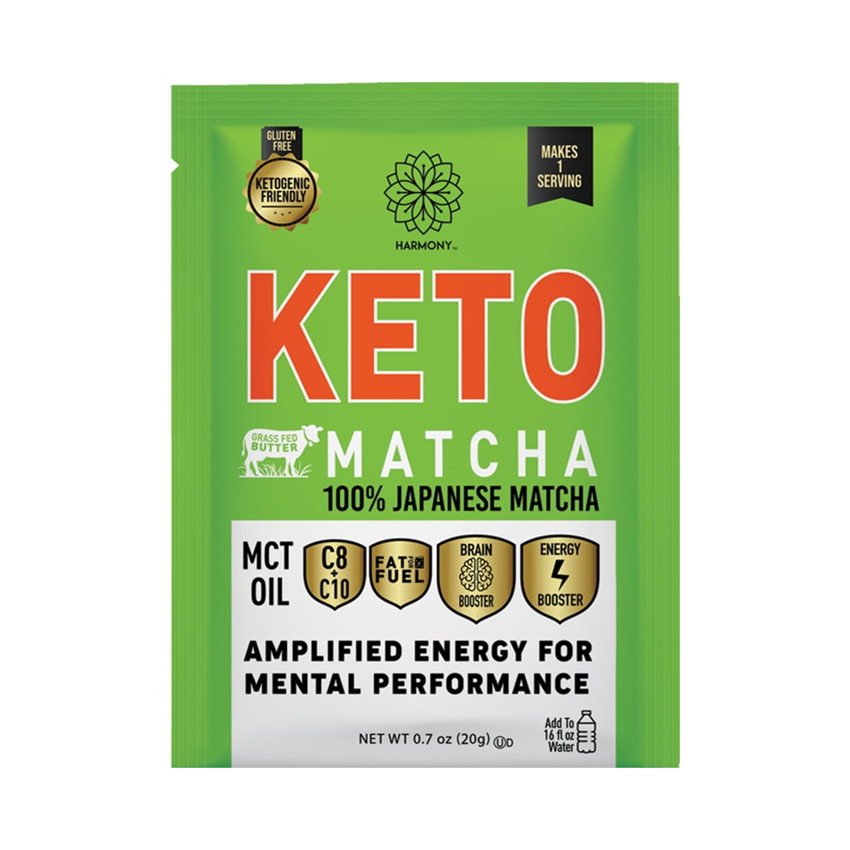 Harmony Proteins Harmony Keto Matcha Powdered Tea Mix, 0.7oz Packet