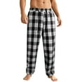 thumbnail image 2 of HKYNLAG Men's Soft Plaid Pajama Lounge Sleep Pant Elastic Waist Drawstring Baggy Plaid Pj Pants Comfy Loungewear Trousers with Pocket Black XL, 2 of 6