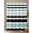 thumbnail image 4 of Fsddascl Turquoise Black Stripe Shower Curtain Set - 48" x 72" Washable Bathtub Curtain with 12 Hooks, Modern Abstract Coarse Striped Waterproof Fabric Stall Shower Curtains for Bathroom/Bathtub, 4 of 6
