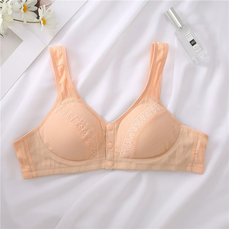 MIASHUI Bras for Women Women Lace Front Button Shaping Cup Adjustable Shoulder  Strap Large Size Underwire Bra 