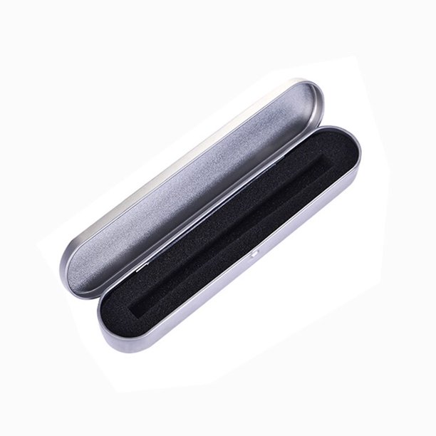 Caja de bolígrafos de Metal negro plateado, caja de protección de alta calidad para lápices de pluma estilográfica, caja de regalo de papelería, suministros escolares de oficina