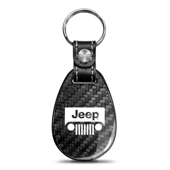 Jeep Grill Black 100% Real Carbon Fiber Large Tear Drop Key Chain