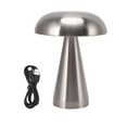 thumbnail image 1 of Mushroom Table Lamp Modern Minimalist Industrial Style 3 Color Dimmable Rechargeable Innovative Touch Control Desk Lamp Silver, 1 of 22