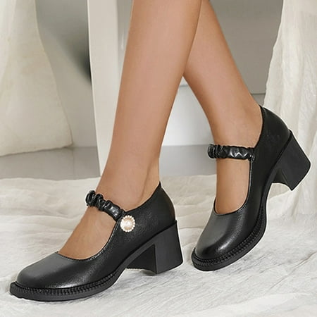 

dmqupv Womens Wedge Heels Fashion Breathable Shoes Outdoor Women s Slip-on Shoes Casual Chunky Heels for Women Closed Toe Pumps Shoes Black 8