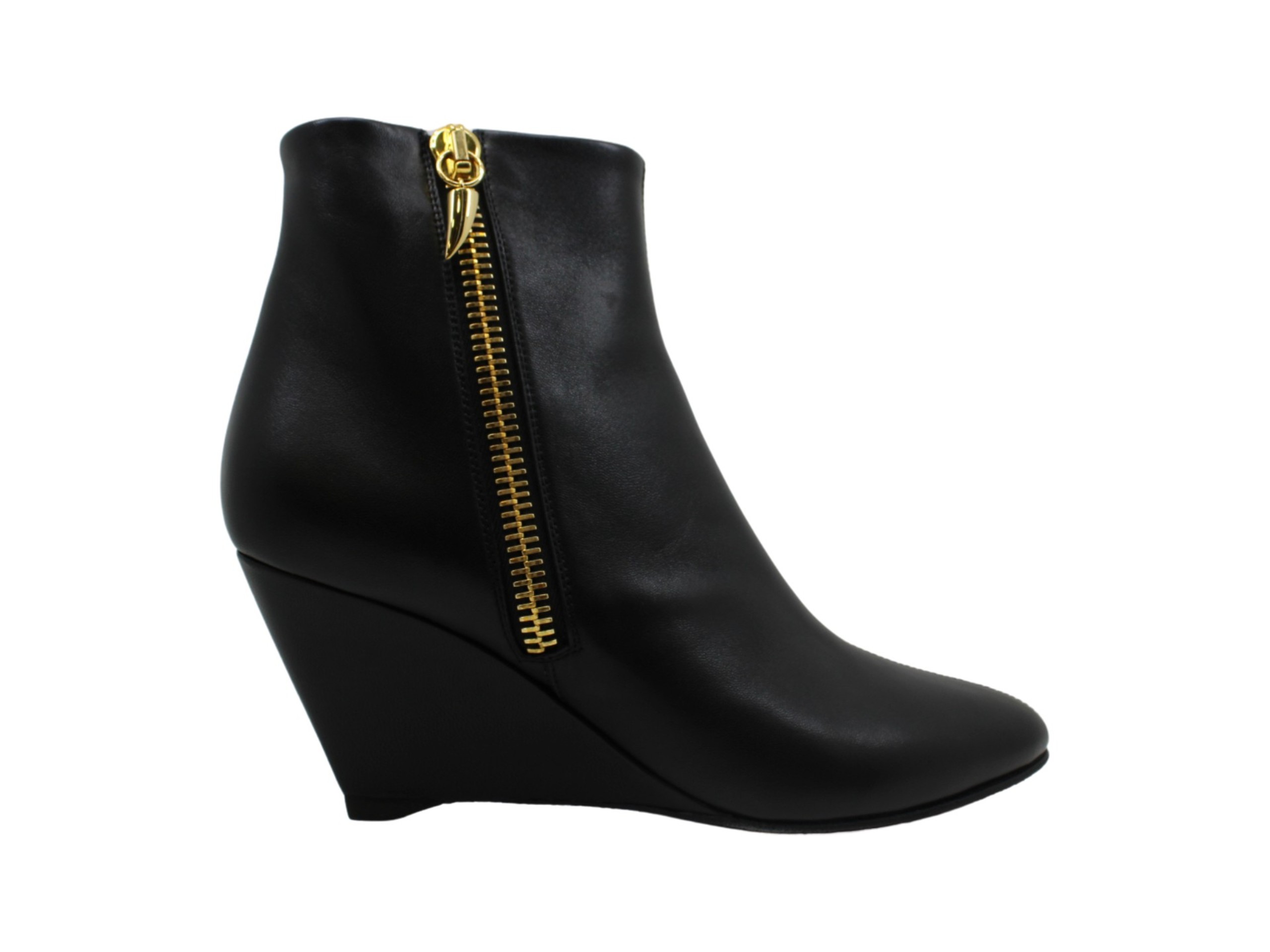 womens leather wedge booties