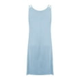 thumbnail image 5 of UPPADA Plus Size Summer Dress for Women Soft Spaghetti Strap Sleeveless Sundress Summer Midi Dress Hawaiian Bohemian Beach Cover up Dress Solid Casual Dress Sky Blue,XL, 5 of 7