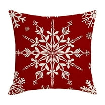 Wadada Christmas Red Throw Pillow Covers Decorative Snowflake Embroidery Couch Pillows Canvas Cushion Cases Holiday Home Decor Soft Pillowcases for Sofa Bedroom Car 18x18 Inch (1PCS)