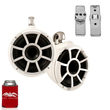 Wet Sounds for Nautique FC5 Towers - REV10 10 White Swivel Tower Speakers & Mastercraft Tower Adapters