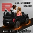 thumbnail image 4 of Ford F150 Raptor 24v 2 Seater Ride on Car for Kids, 4 Wheeler Electric Cars for Kids w/Remote Control, Toddler Ride on Toys w/ LED Lights, Bluetooth, Soft Start for Kids Girls Boys Ages 3-8, Black, 4 of 10