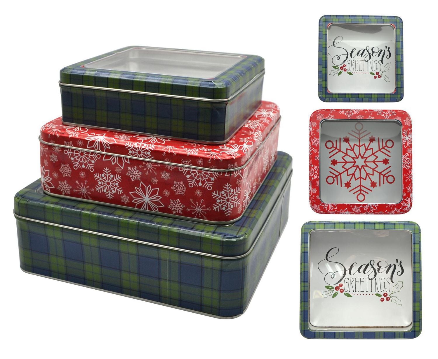 Boîte Fenêtre carrée de vacances - Salutation / Flocon De Neige