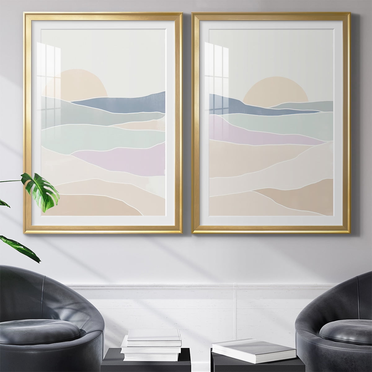 Wexford Home Wave Tableau I Premium Framed Print, 26.5" x 36.5" - Ready to Hang, Gold (Set of 2)
