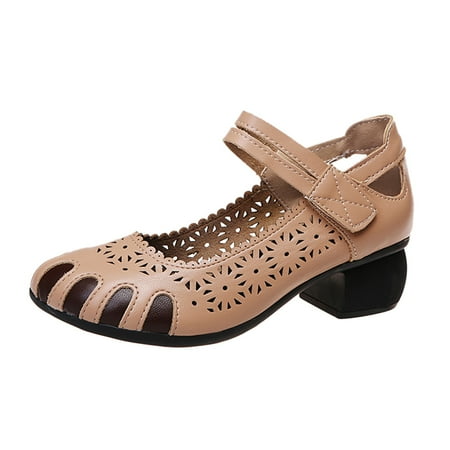 

HSMQHJWE Calf Boot Womens Sandal Wedges Espadrille Sole Toe Style Round Summer Hollow Heel Soft Women S Spring Sandals Fashion Mid Retro Ethnic And Women S Sandals Womens Comfortable Chunky Heel San
