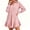 Pink, variant on Long Sleeve Women Casual Button Down Shirt Dress Collared Pleated Swing Mini Dresses